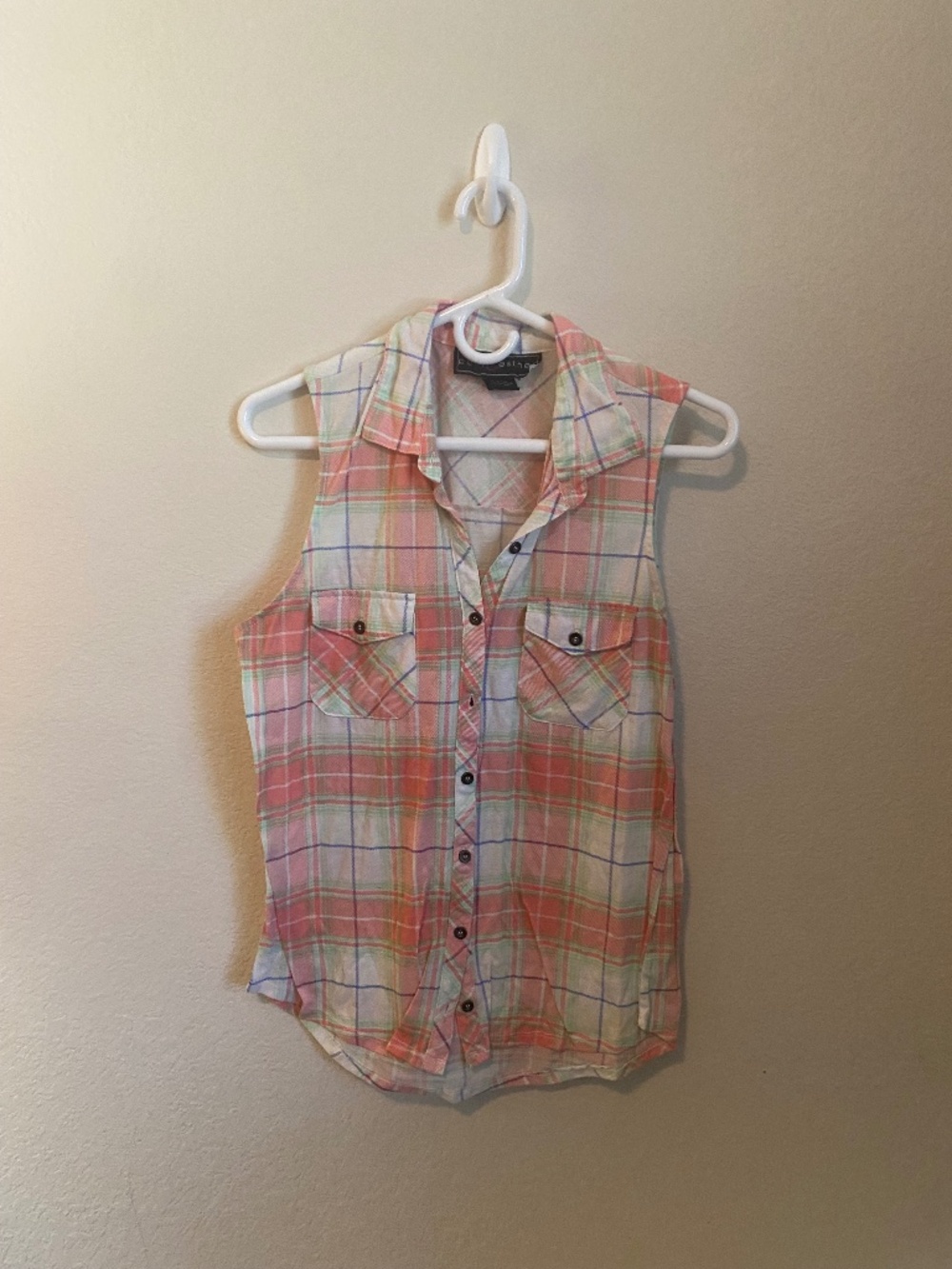 Plaid Button Up Tank Top